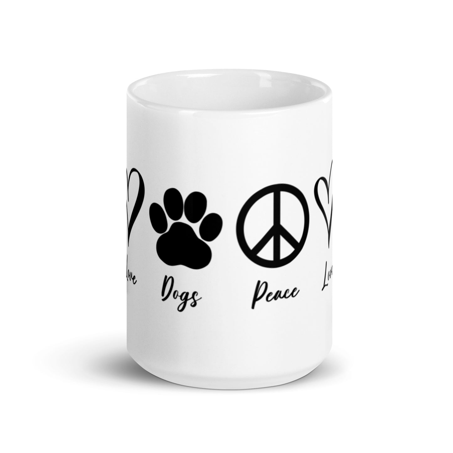 PEACE LOVE DOGS White glossy mug