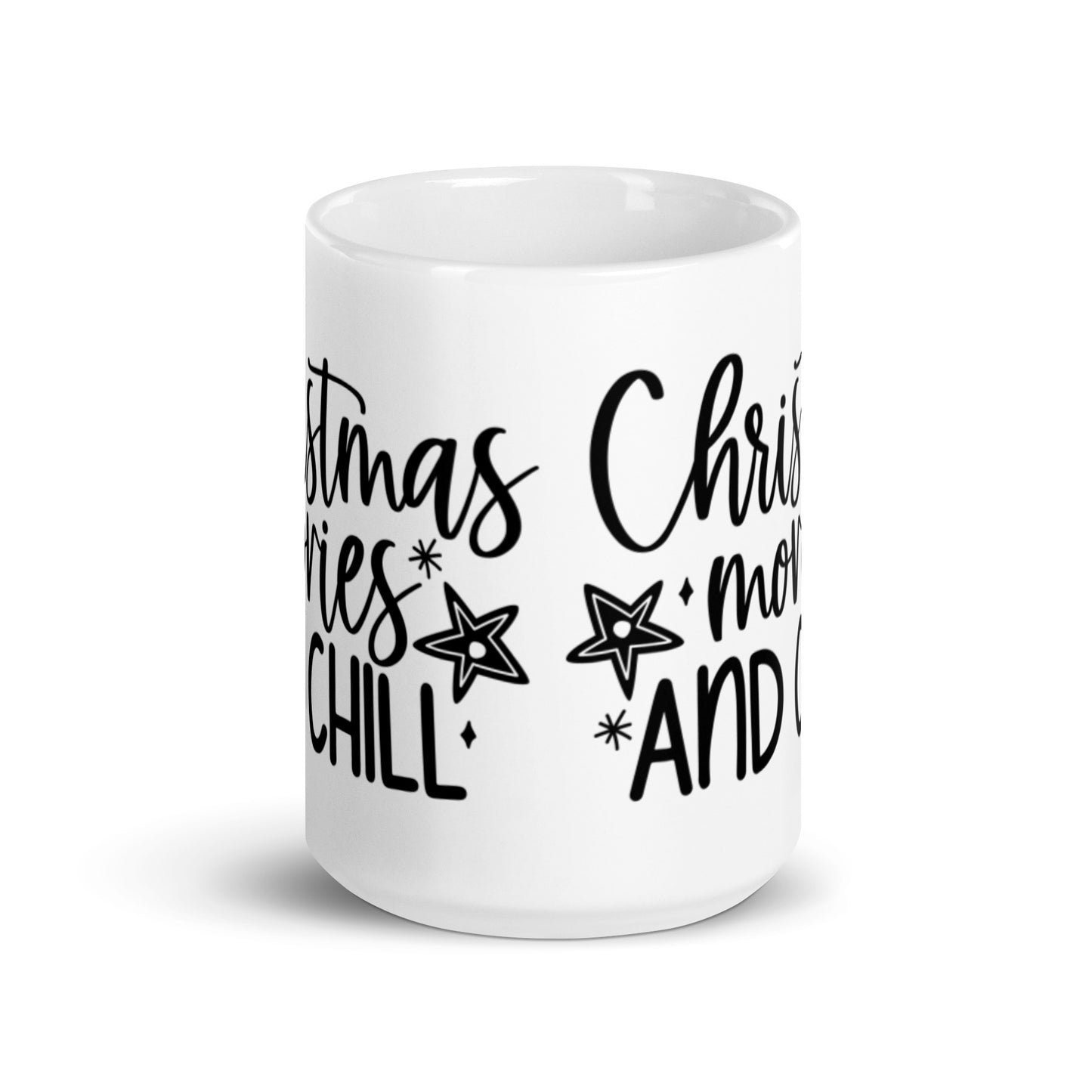 CHRISTMAS MOVIES AND CHILL White glossy mug
