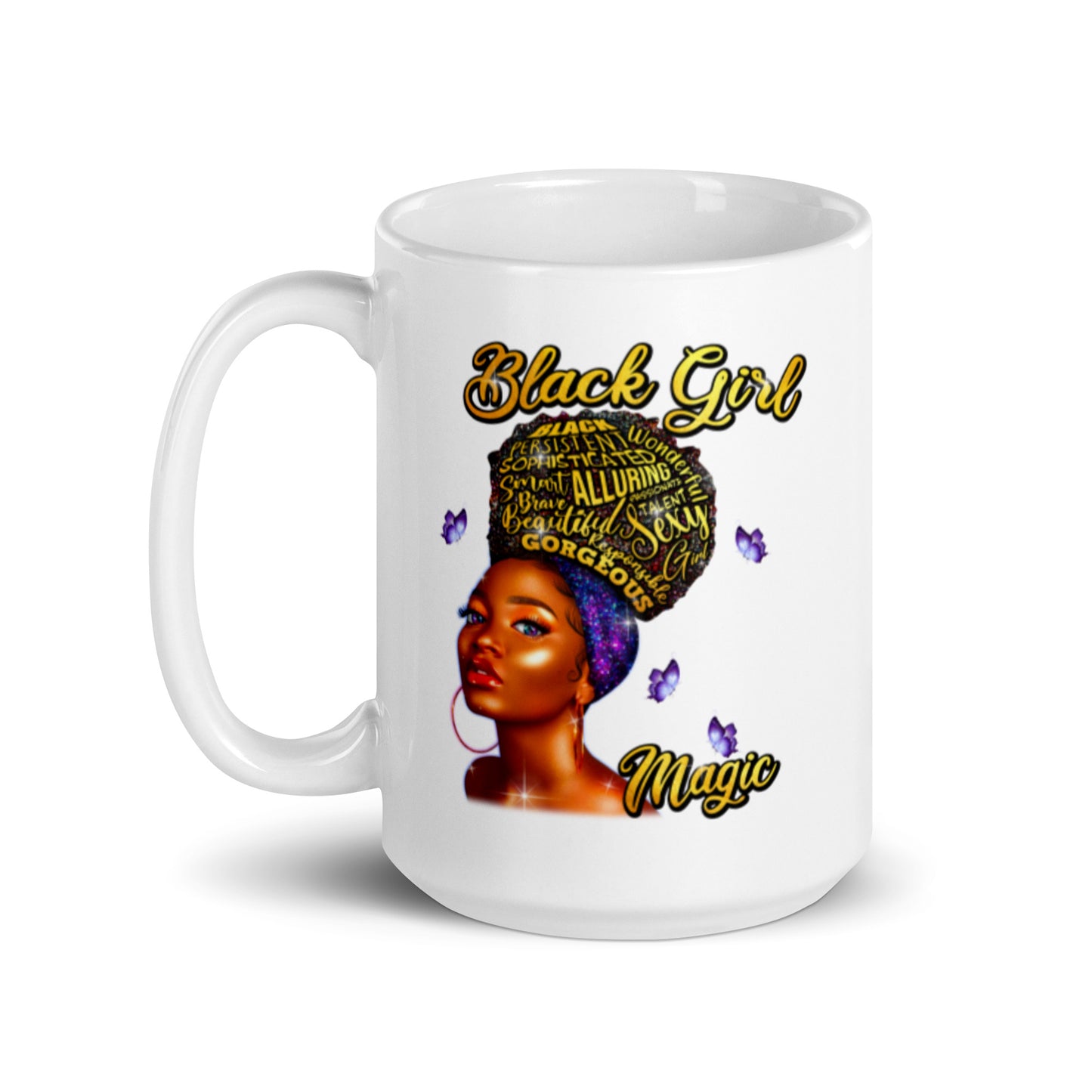 Black Girl Magic White glossy mug