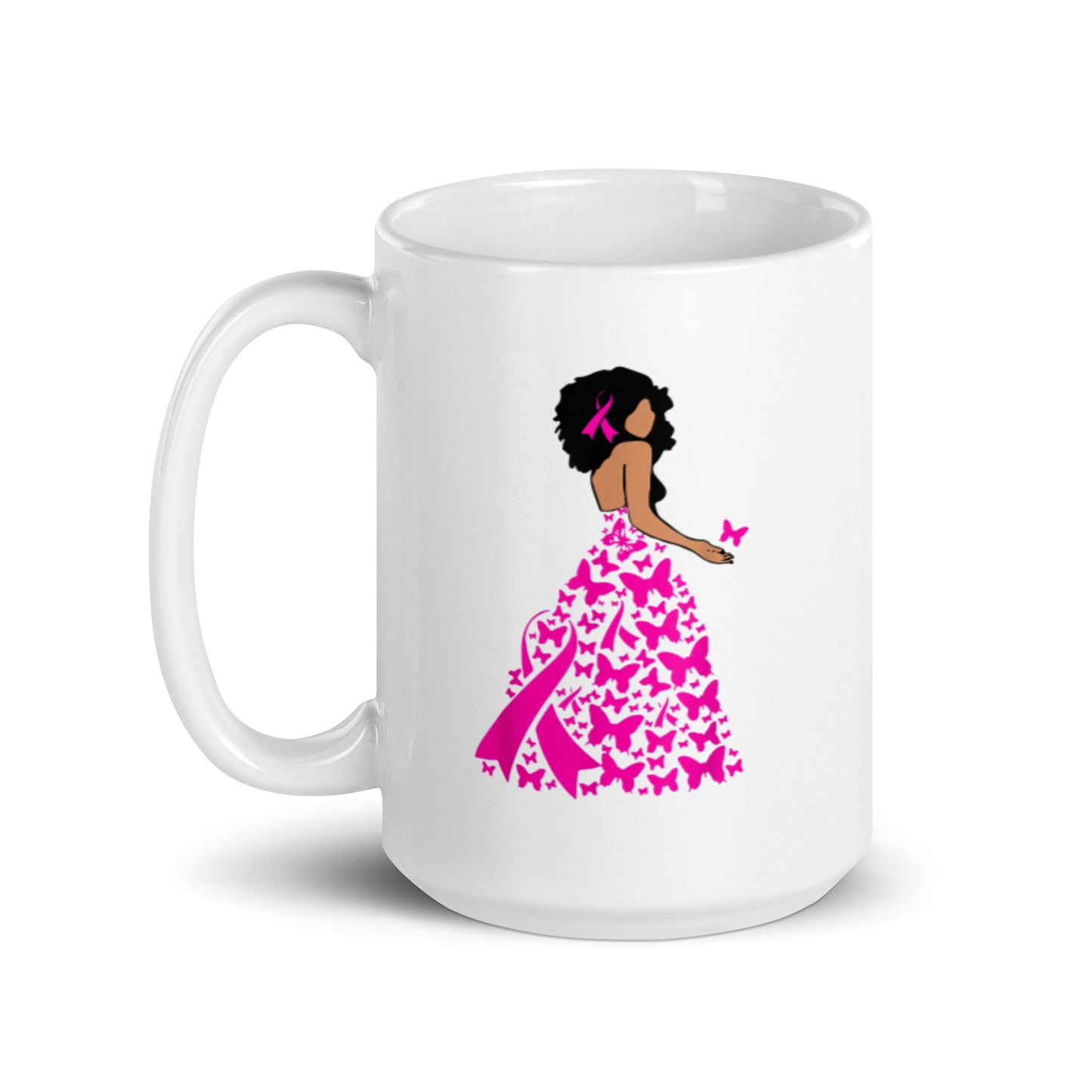 Breast Cancer Awareness White glossy mug