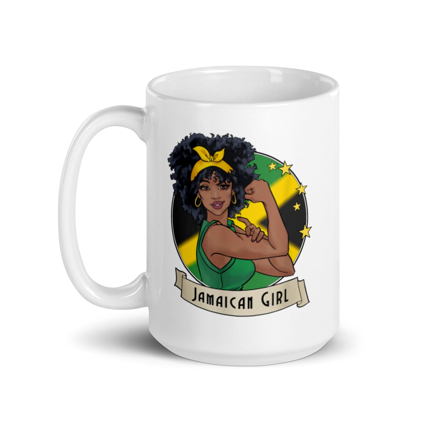 Jamaican Girl White glossy mug