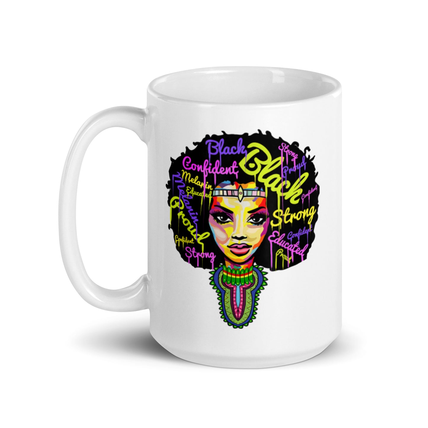 Black COnfident Strong White glossy mug