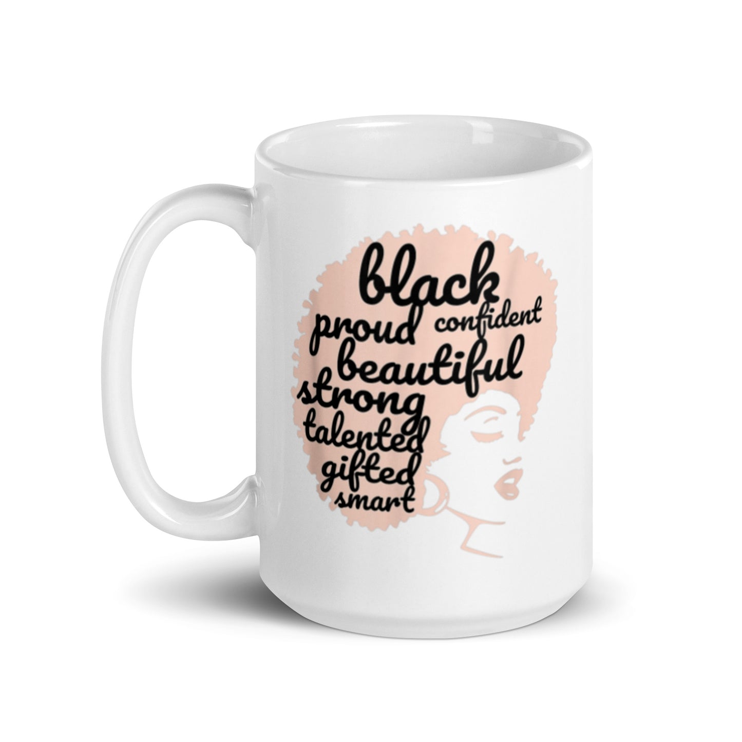 Black Proud Confident White glossy mug