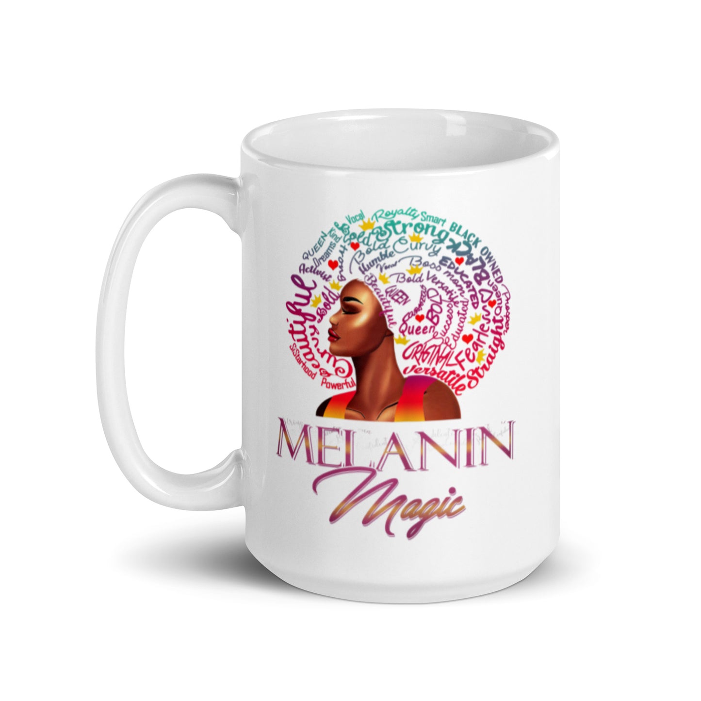 Melanin Magic White glossy mug