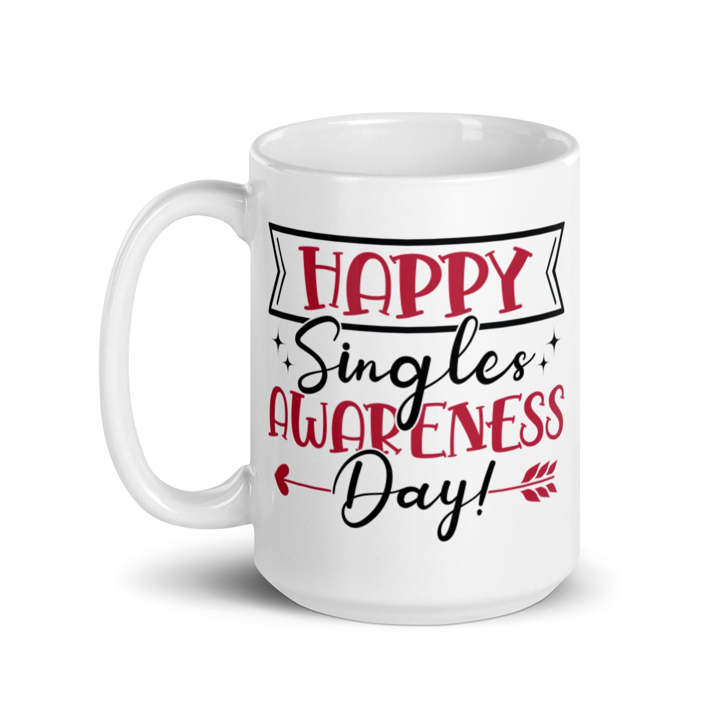 Happy Singles Awareness Day White glossy mug