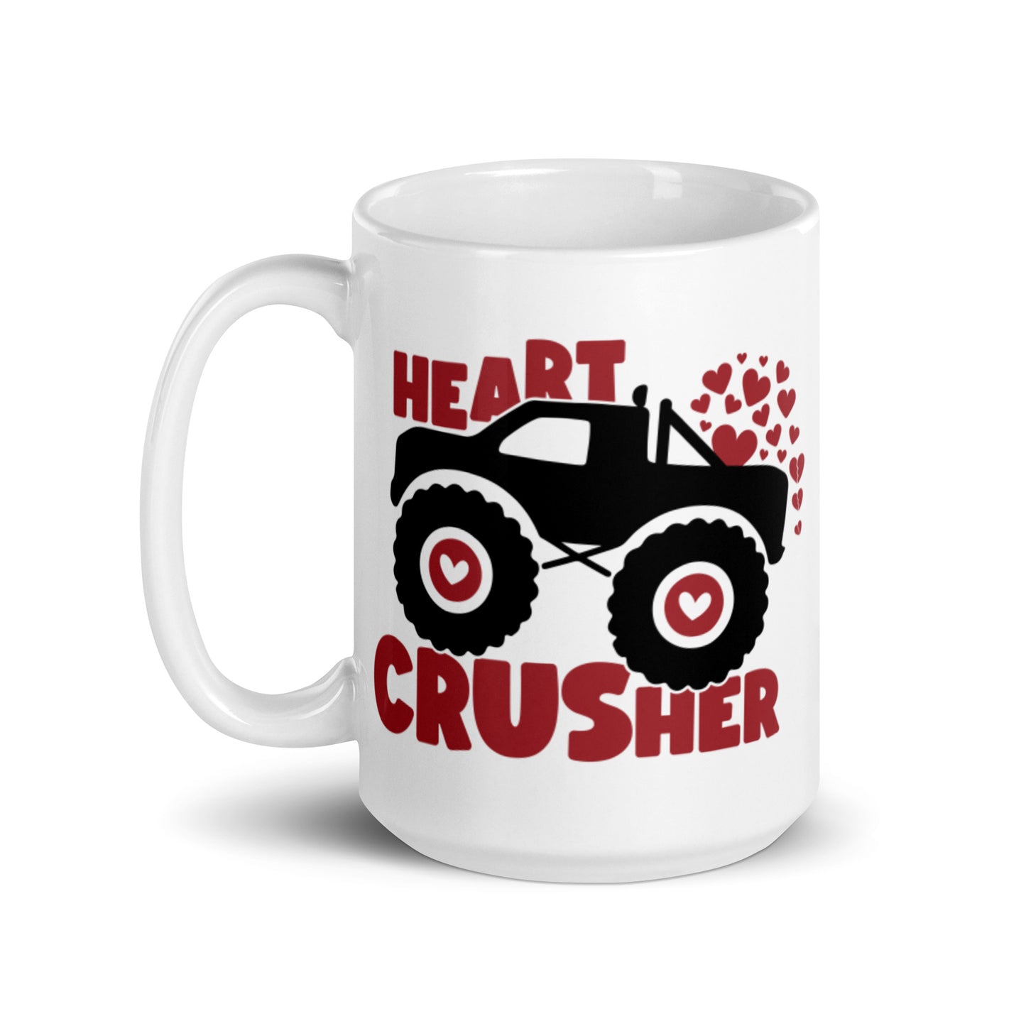 Heart Crusher White glossy mug