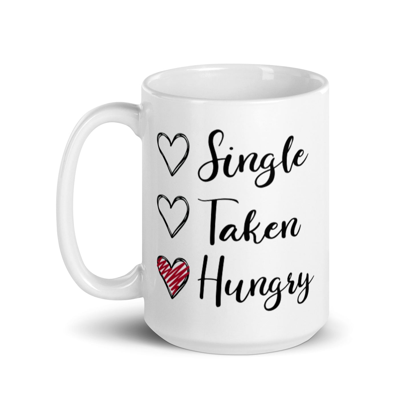 Single Taken HungryWhite glossy mug