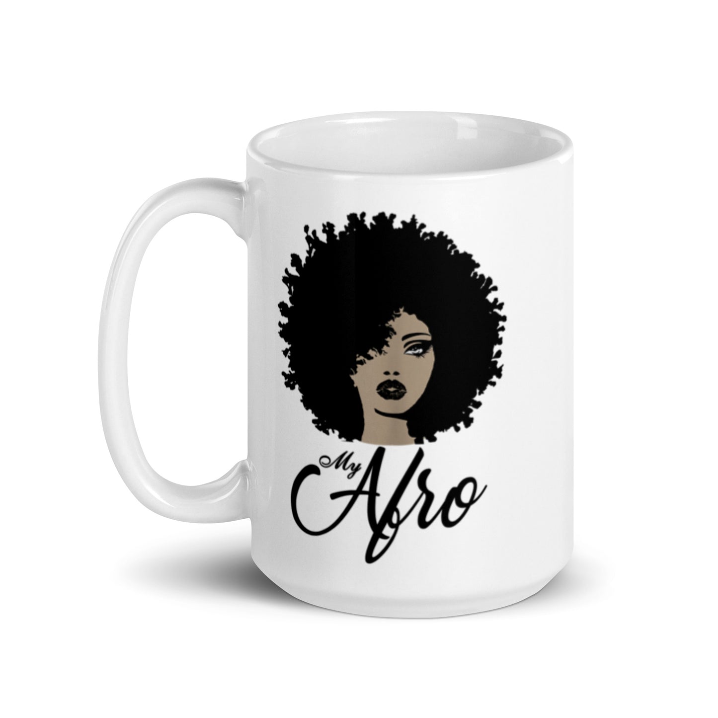 Afro White glossy mug