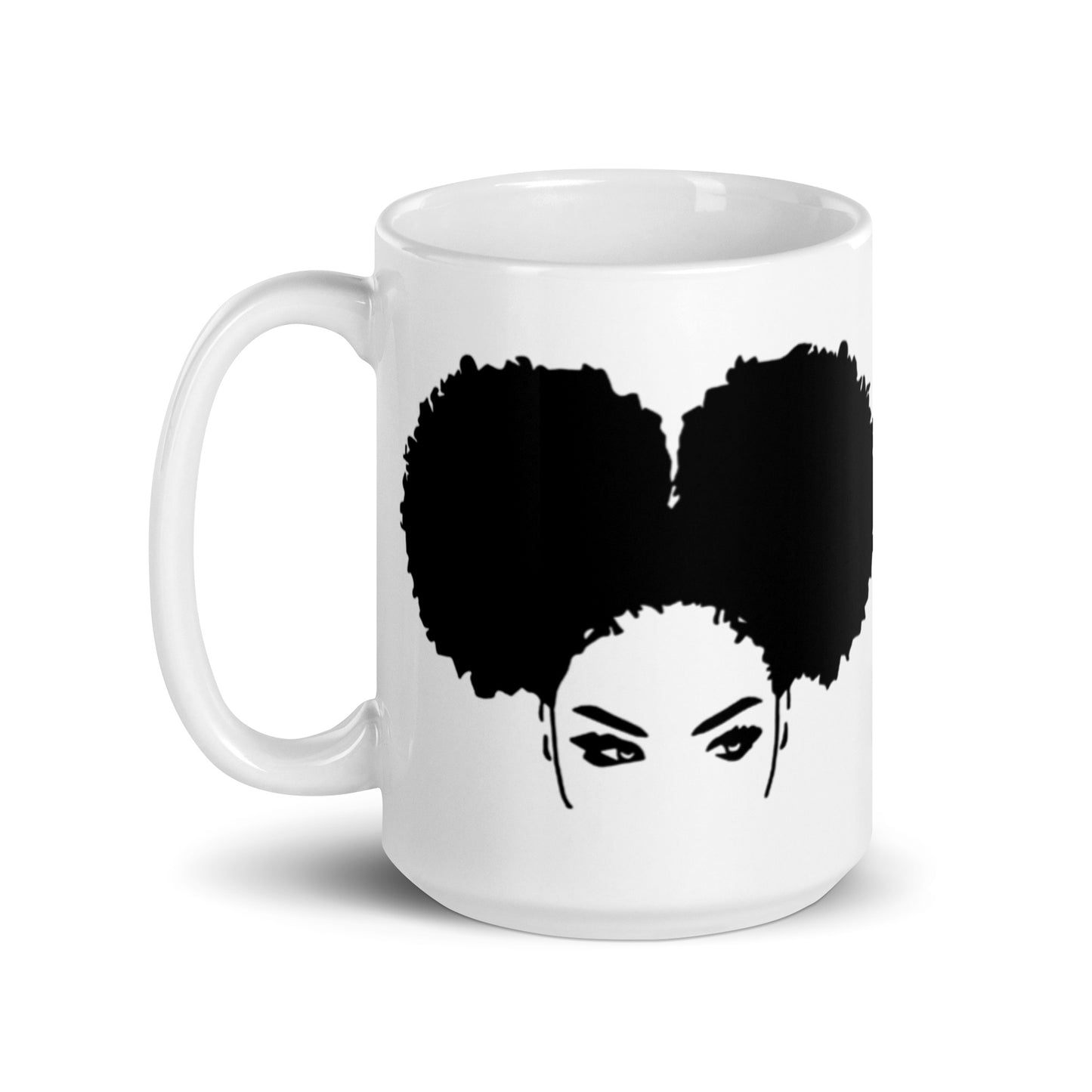 Face Afro Puffs White glossy mug