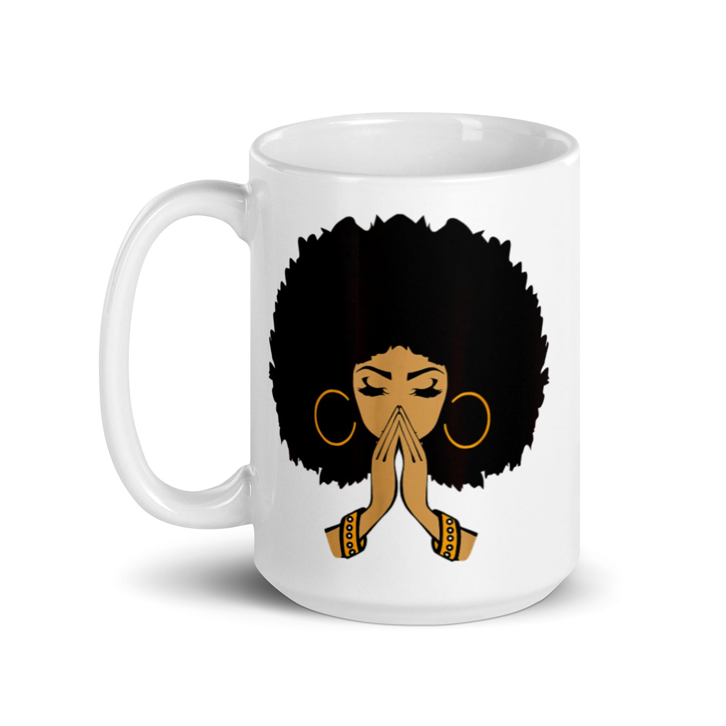 Pray White glossy mug