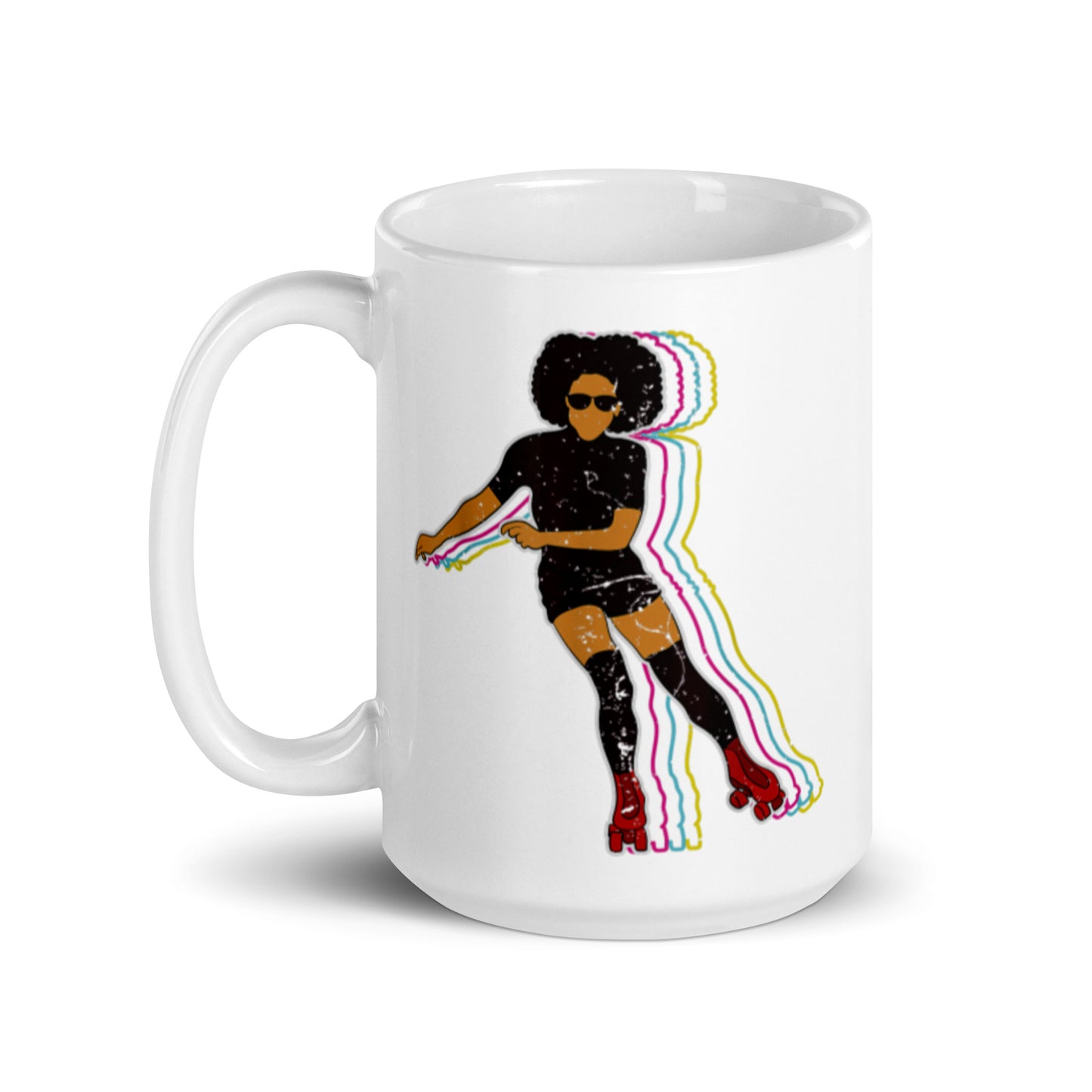 Rollerskating girl White glossy mug