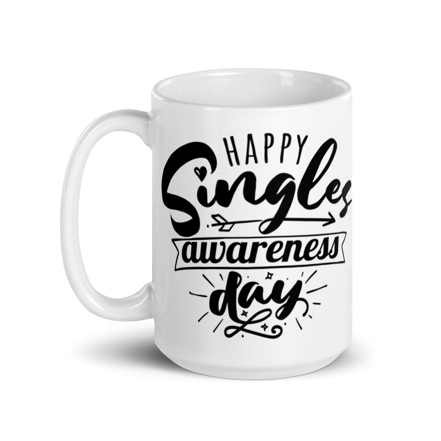 Happy Single Awareness Day White glossy mug