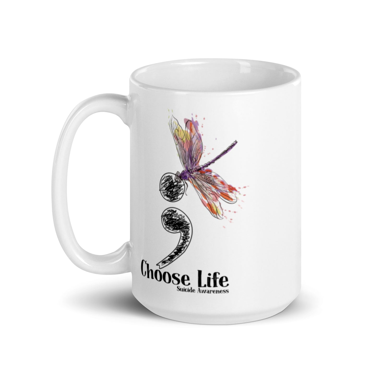 Semi Colon White glossy mug