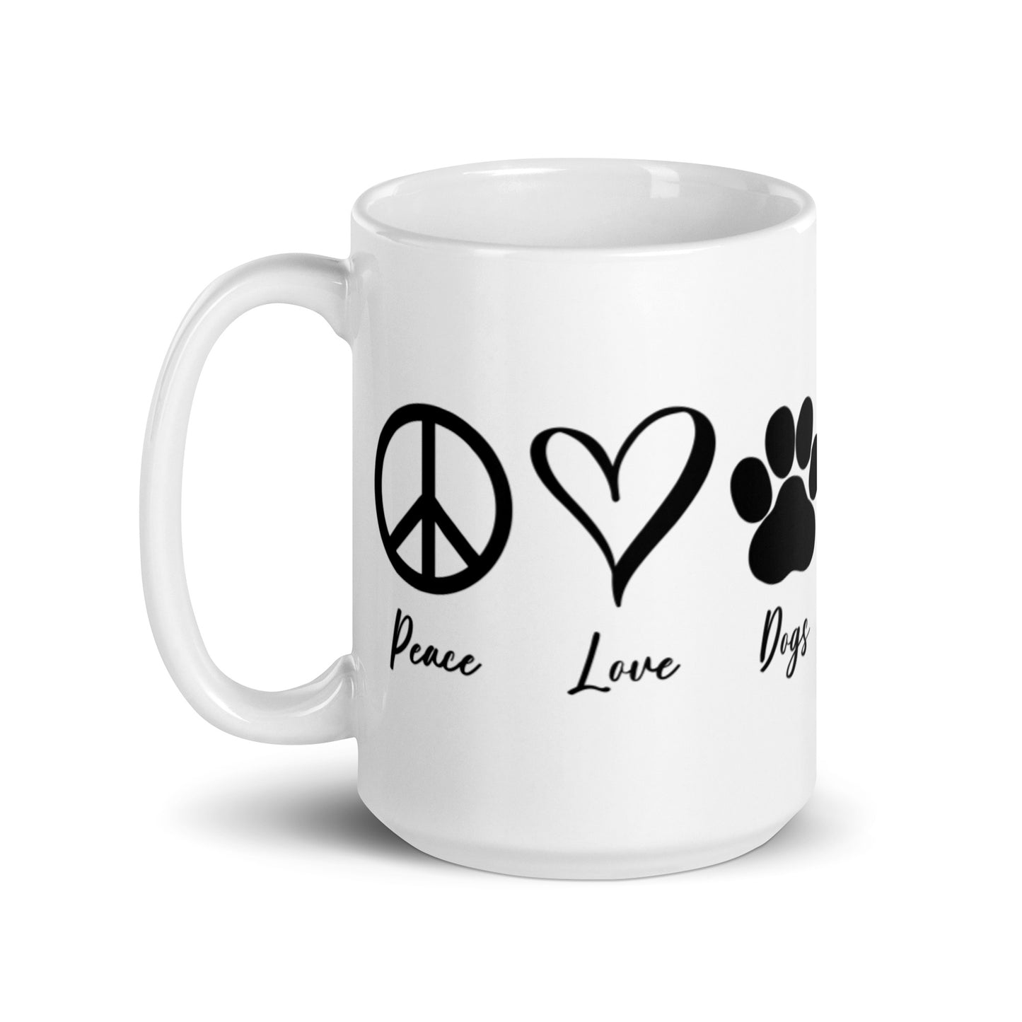 PEACE LOVE DOGS White glossy mug