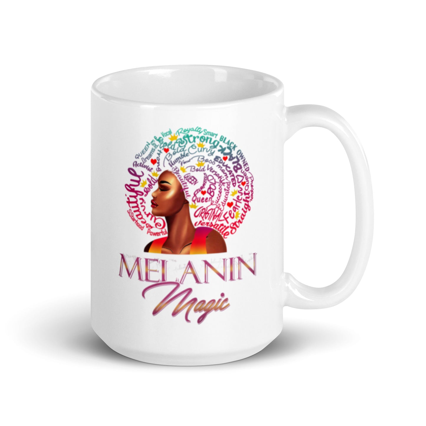 Melanin Magic White glossy mug