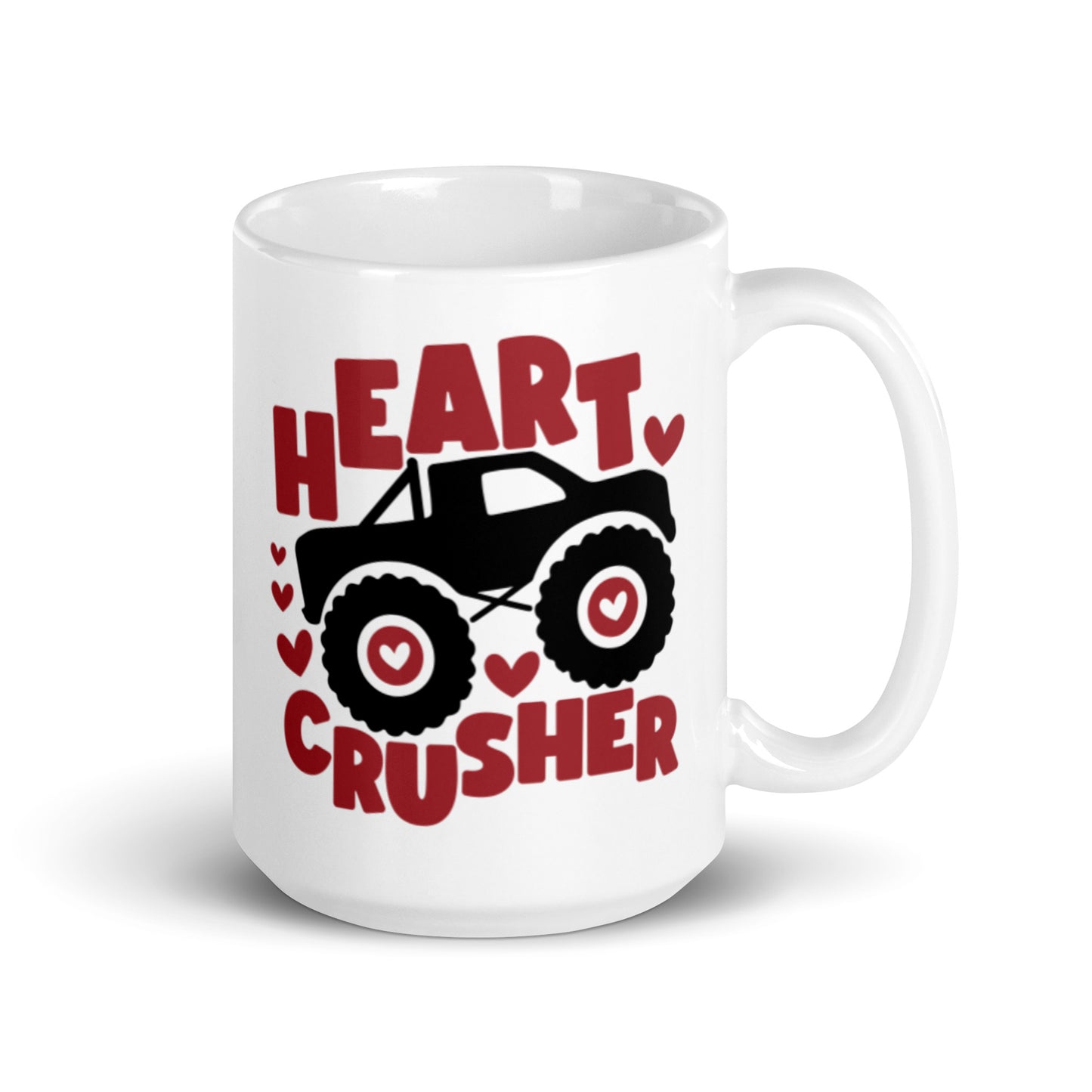Heart Crusher White glossy mug