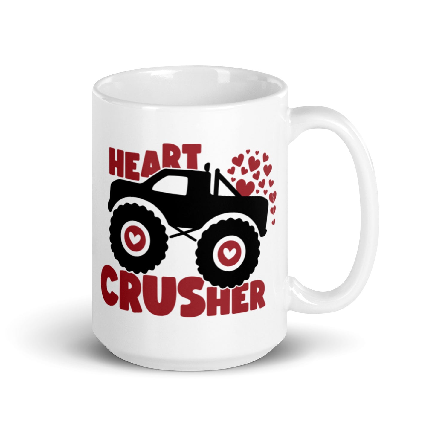 Heart Crusher White glossy mug