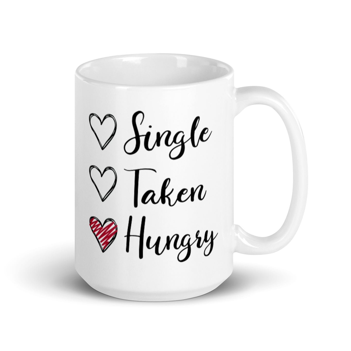 Single Taken HungryWhite glossy mug