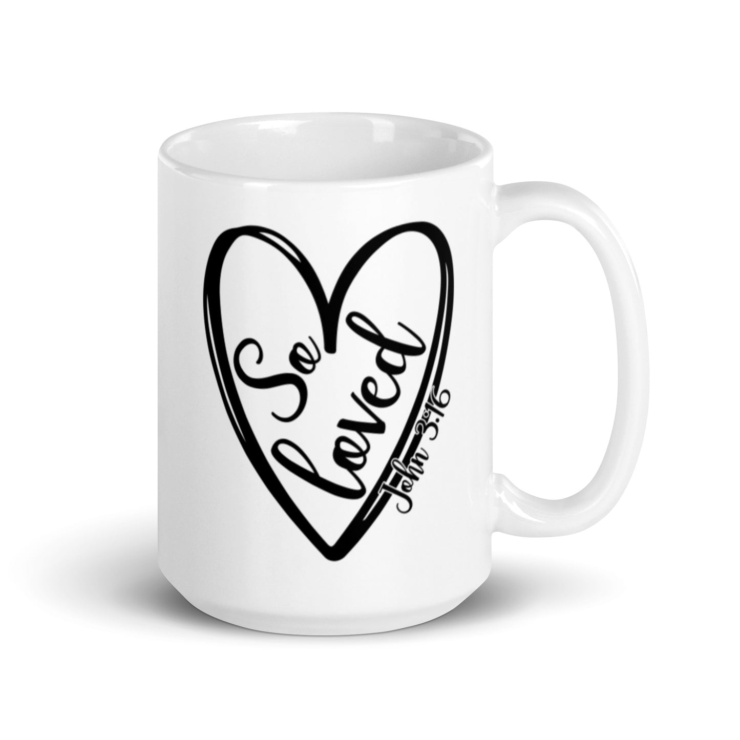So Loved White glossy mug