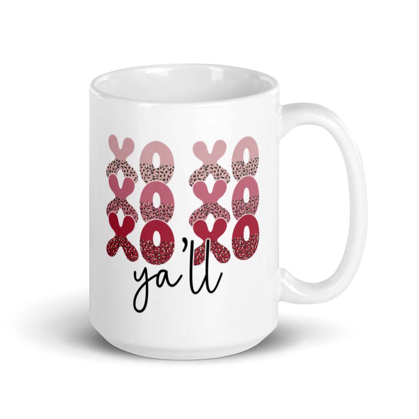 Hugs & Kisses Yall White glossy mug