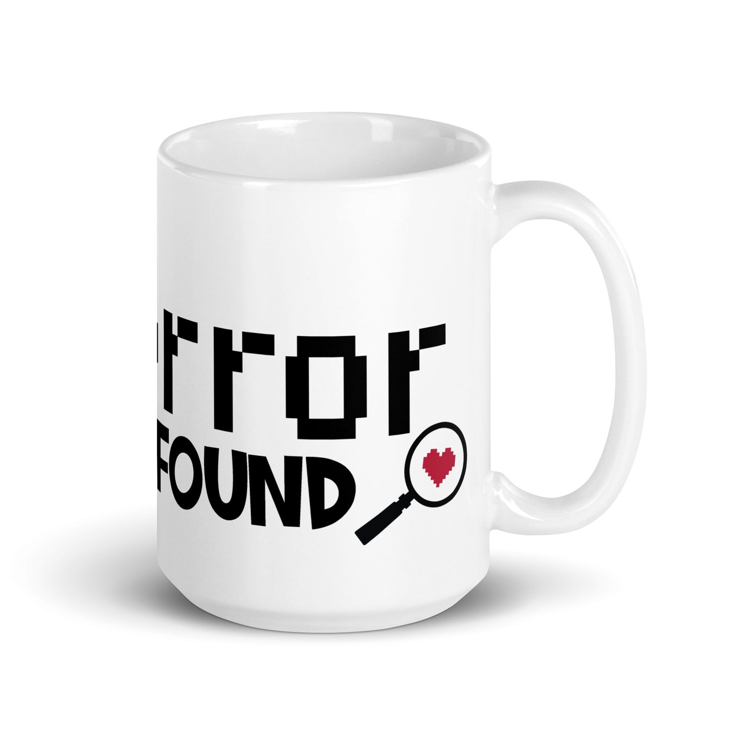 404 Error Love Not Found White glossy mug