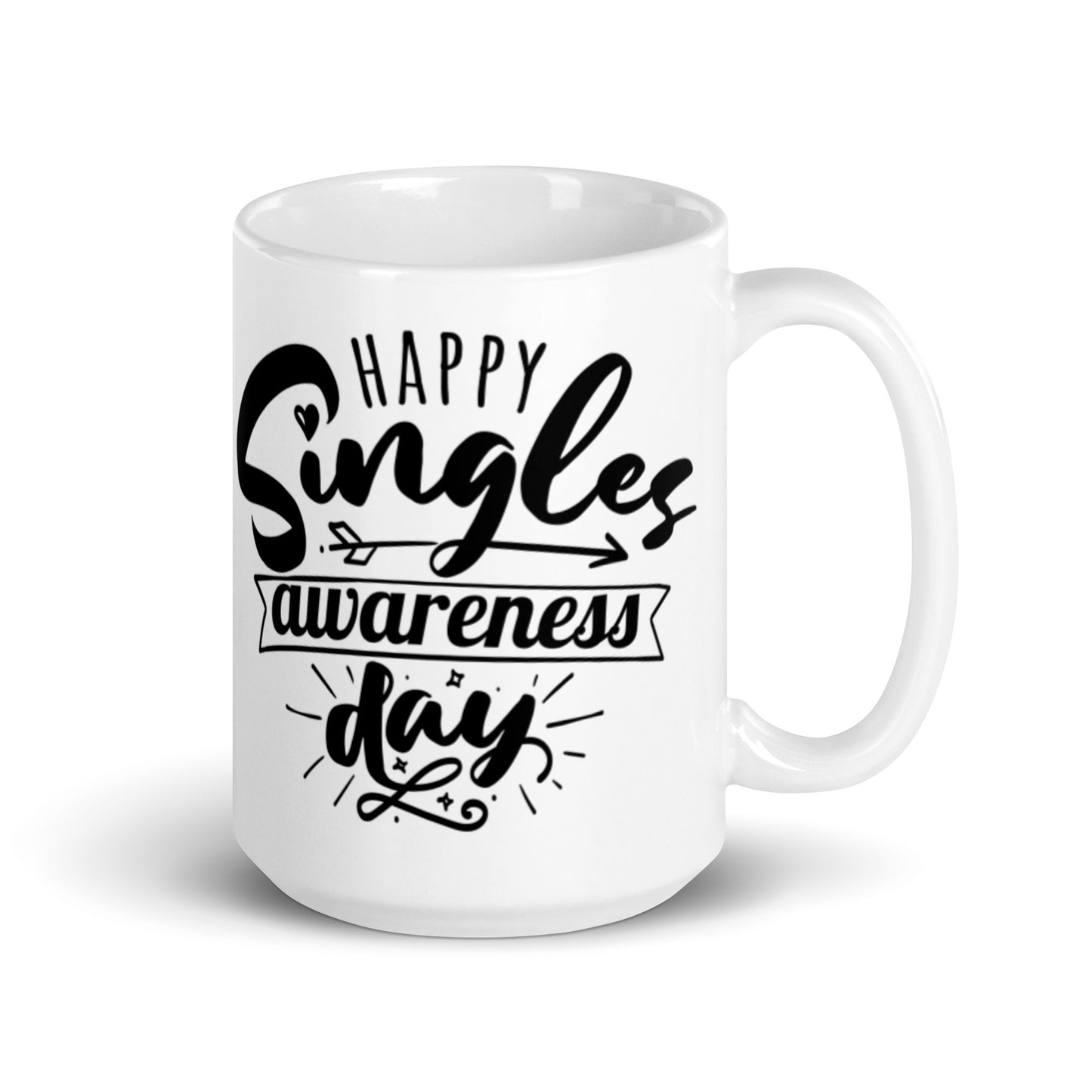 Happy Single Awareness Day White glossy mug