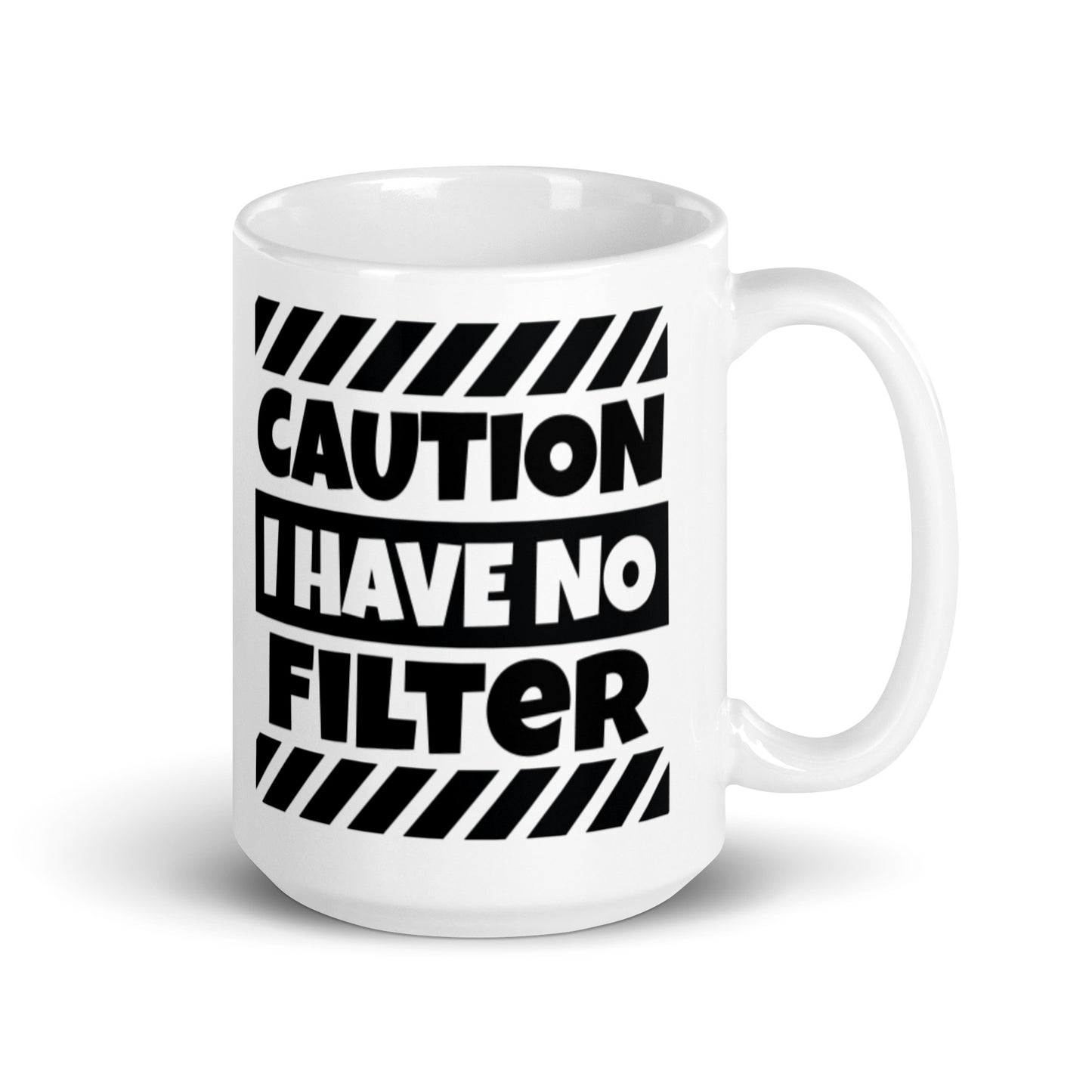 Caution White glossy mug