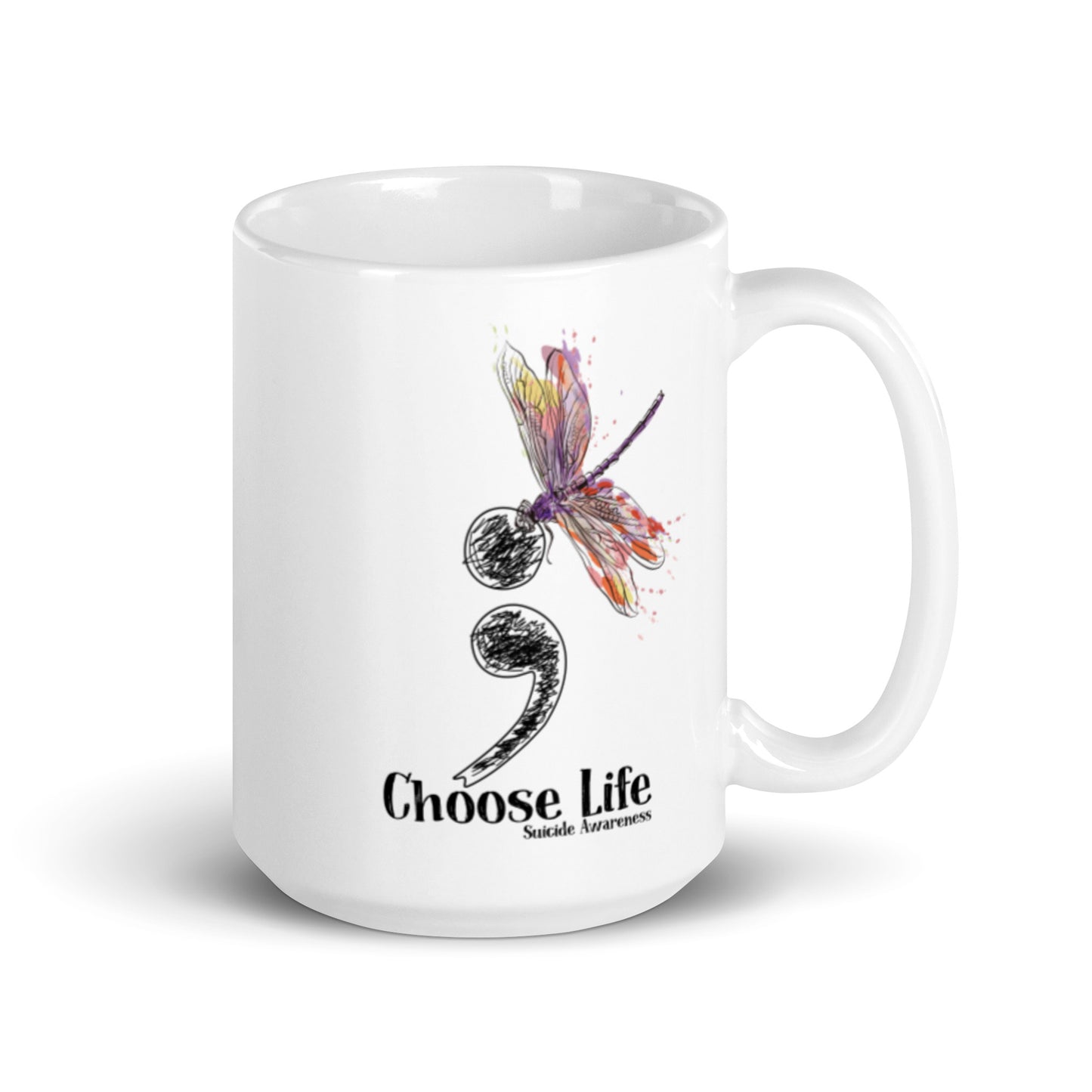 Semi Colon White glossy mug