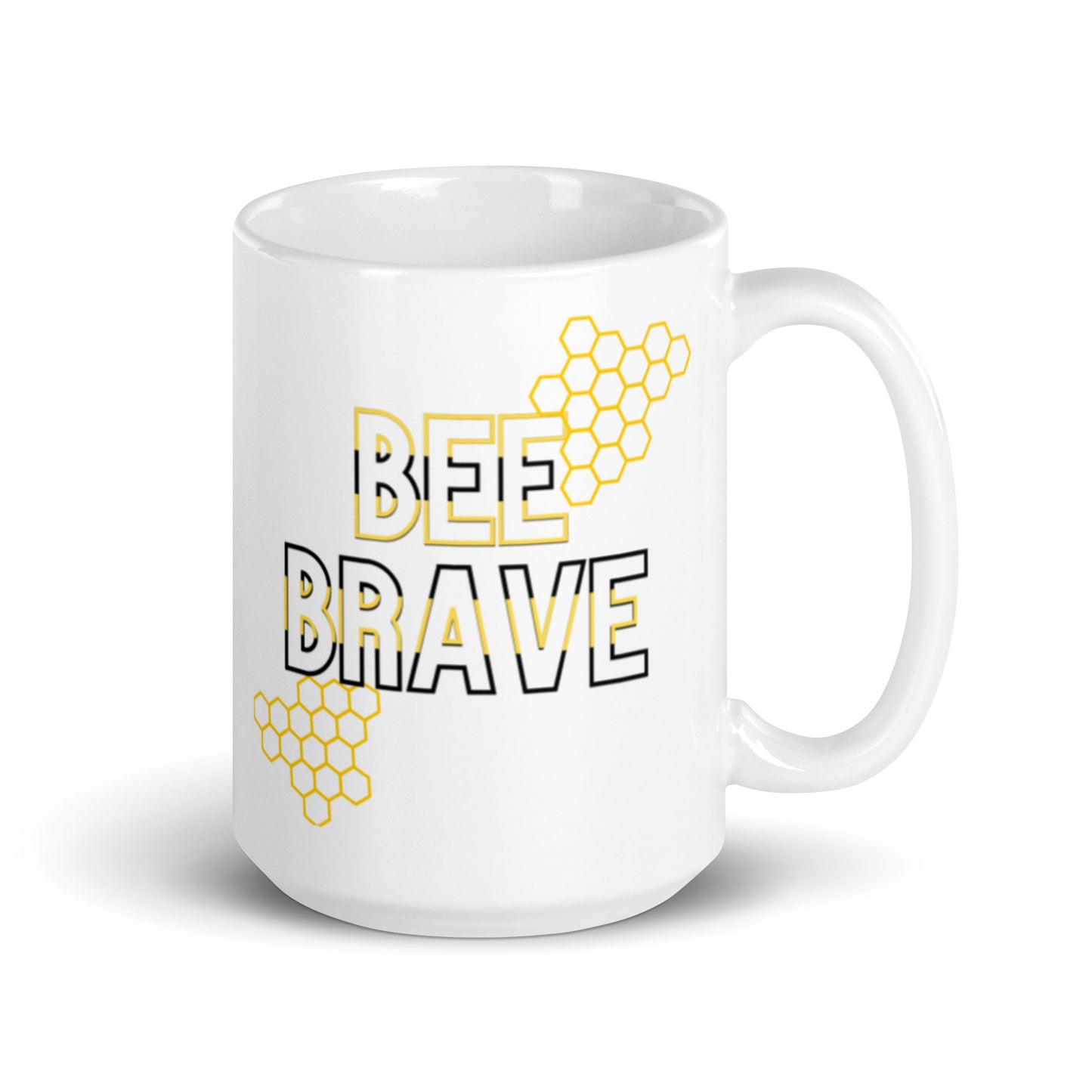Bee Brave White glossy mug