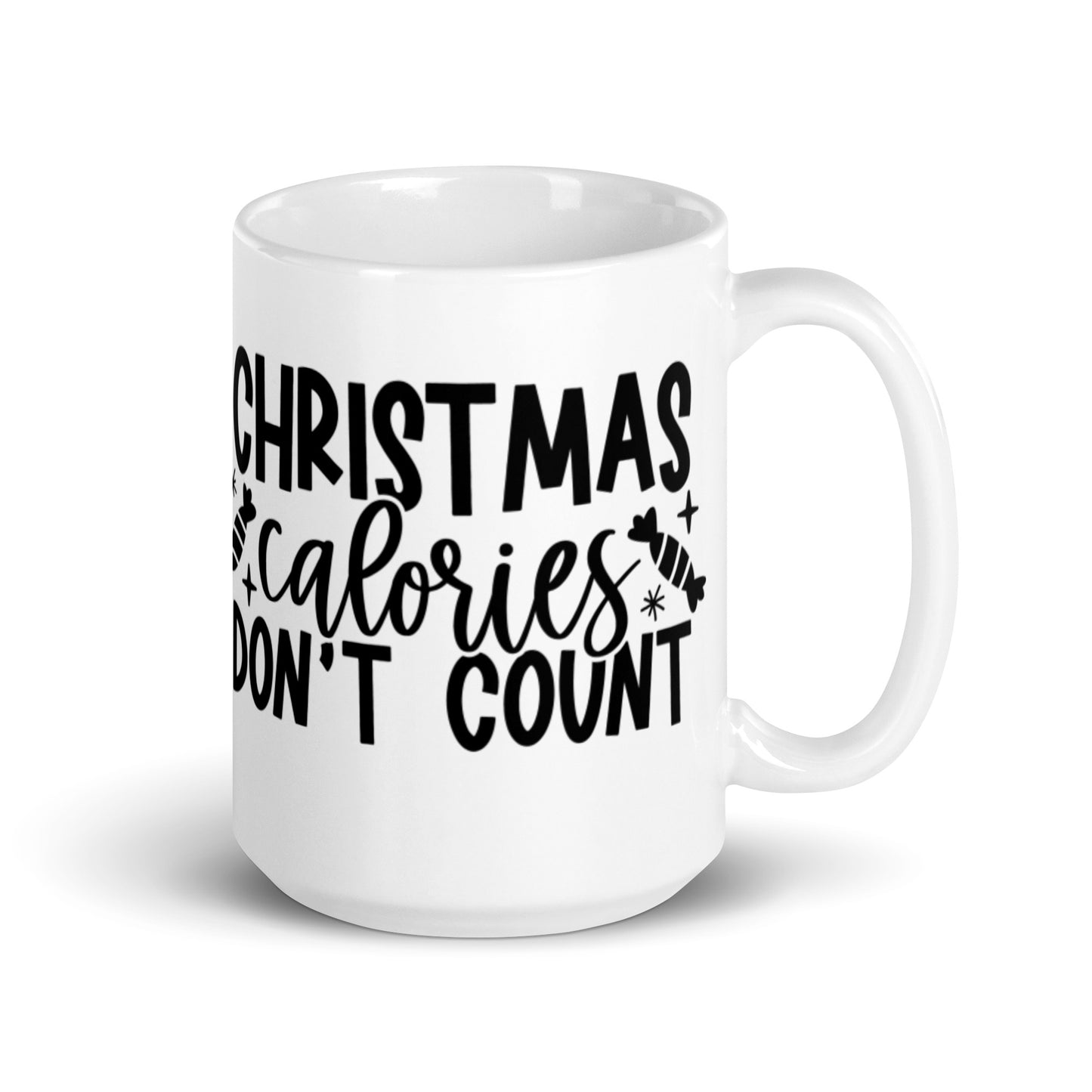 CHRISTMAS CALORIES DONT COUNT White glossy mug