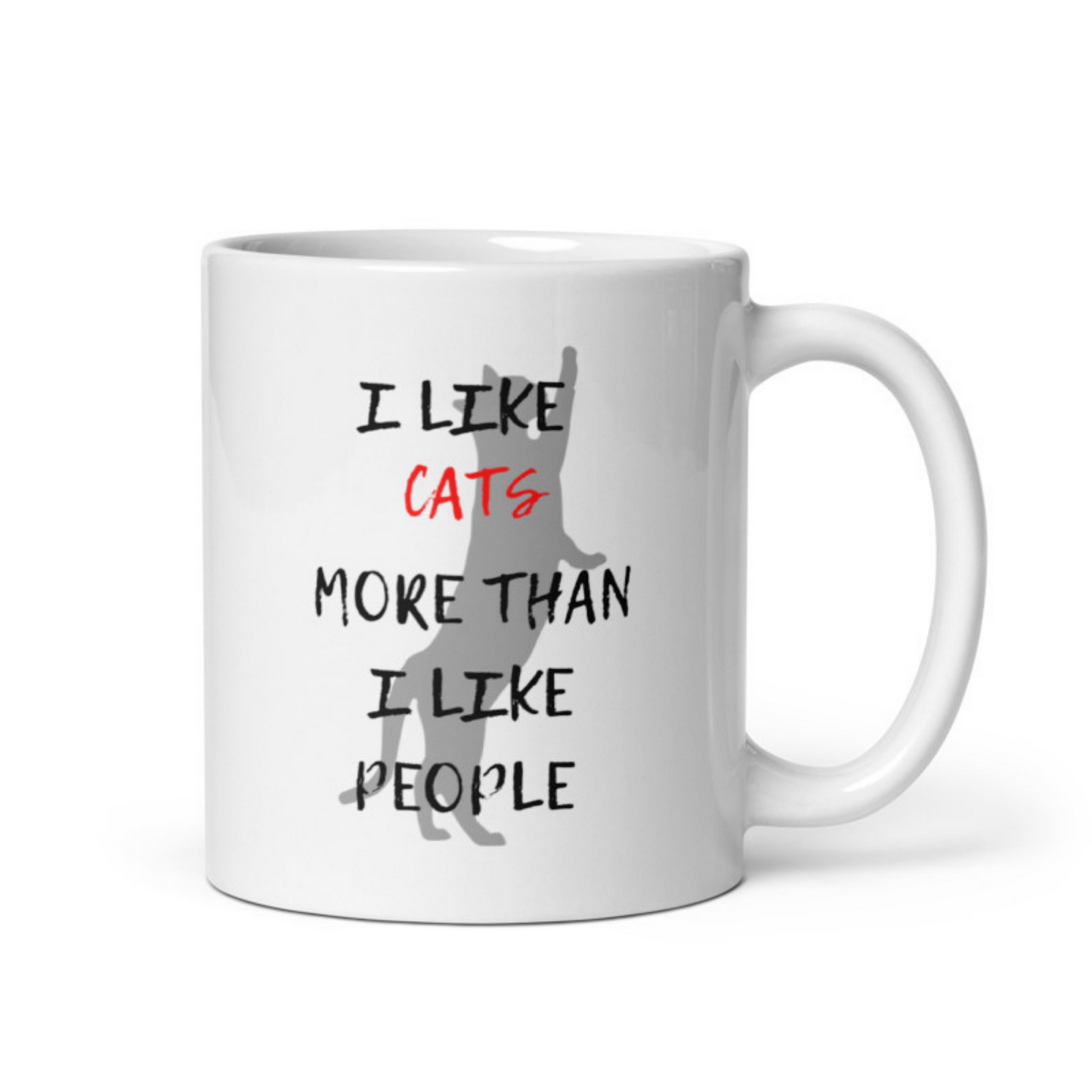 I Like Cats More Than People White glossy mug