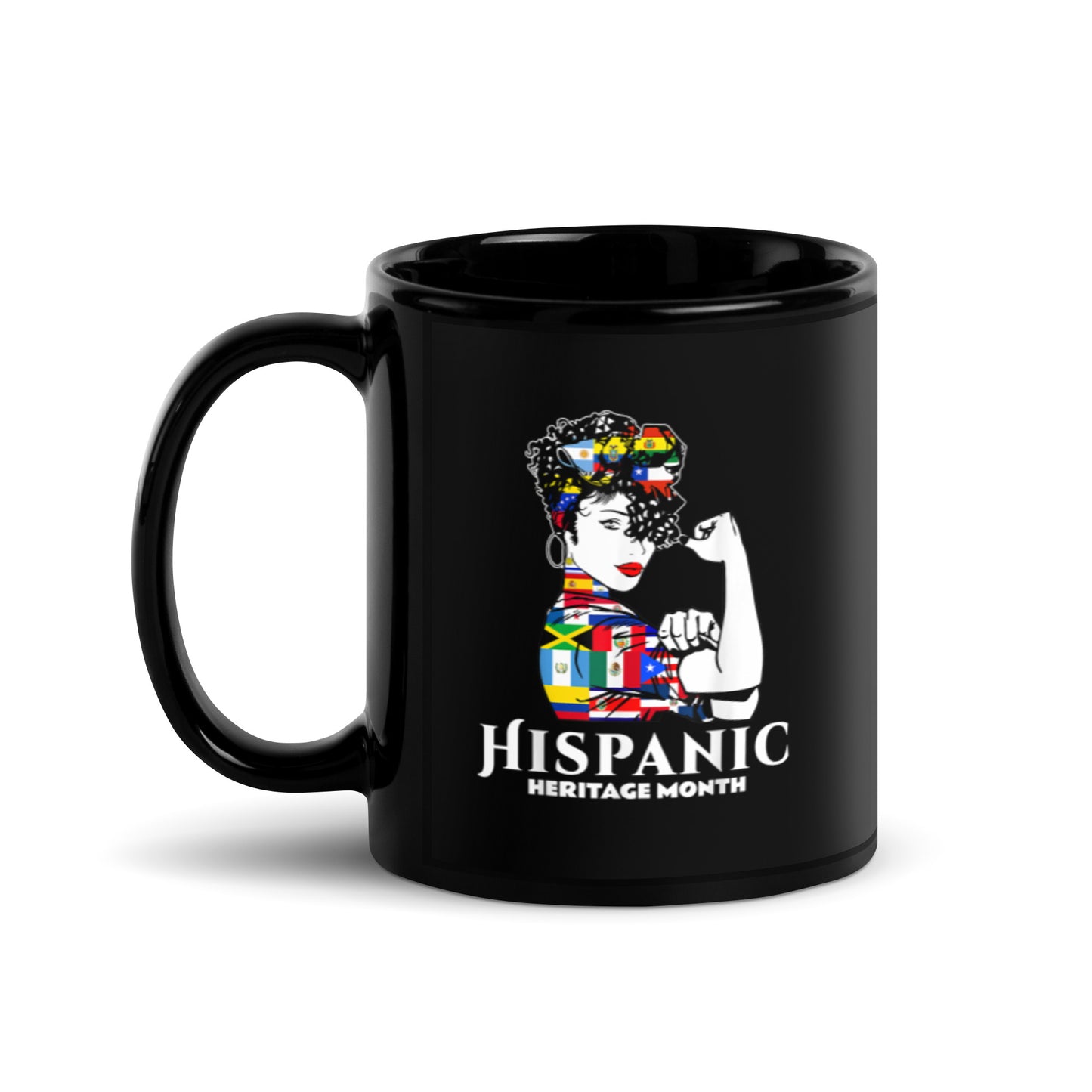 Hispanic Heritage Month Black Glossy Mug