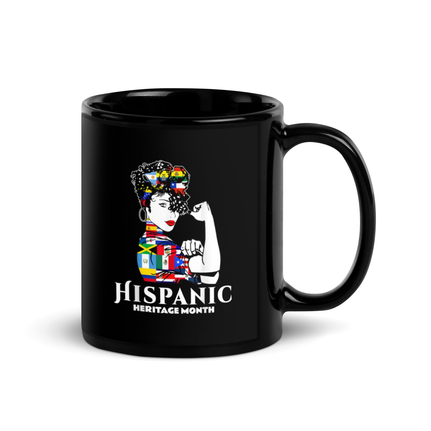 Hispanic Heritage Month Black Glossy Mug