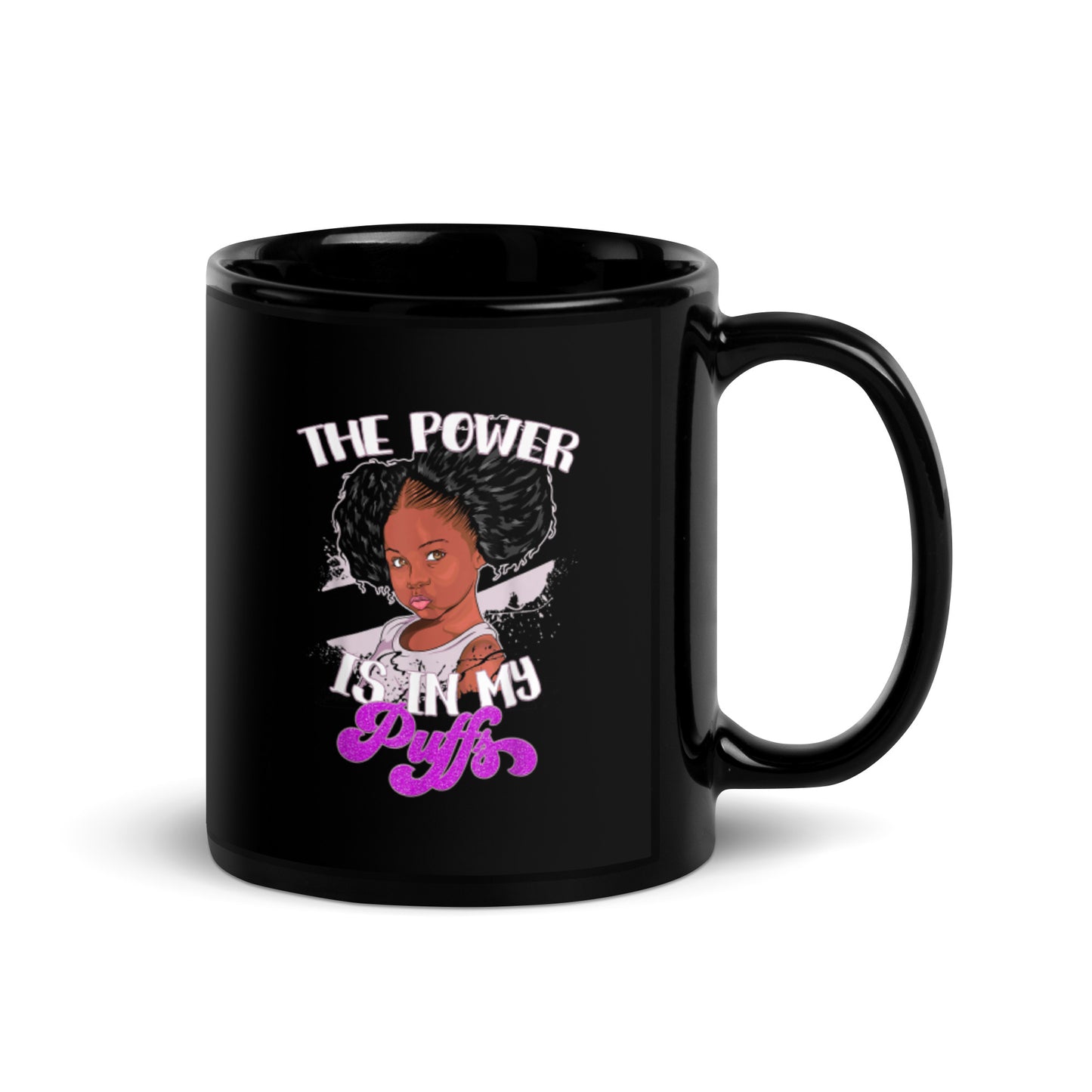 The Power Is In My Puffs Black Glossy Mug