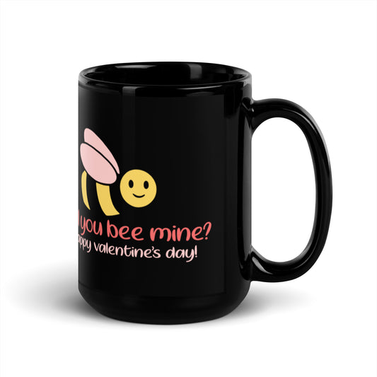 Will You Bee Mine Black Glossy Mug
