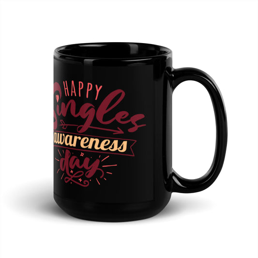 Happy Singles Awareness Day Black Glossy Mug