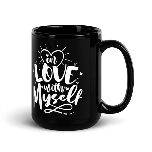 In Love With Myself Black Glossy Mug