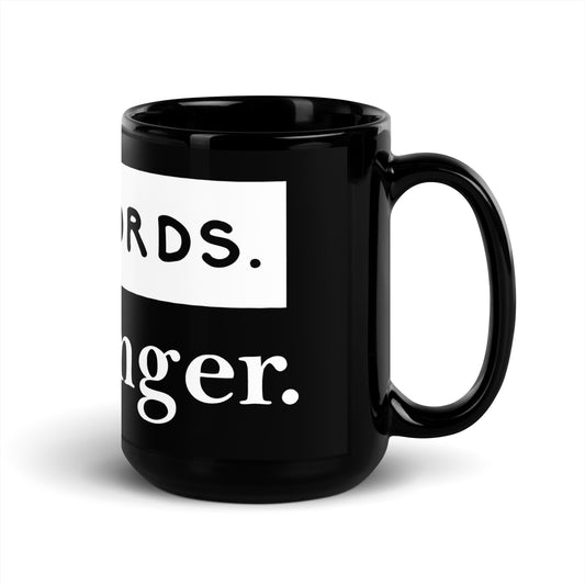 Two Words One Finger Black Glossy Mug