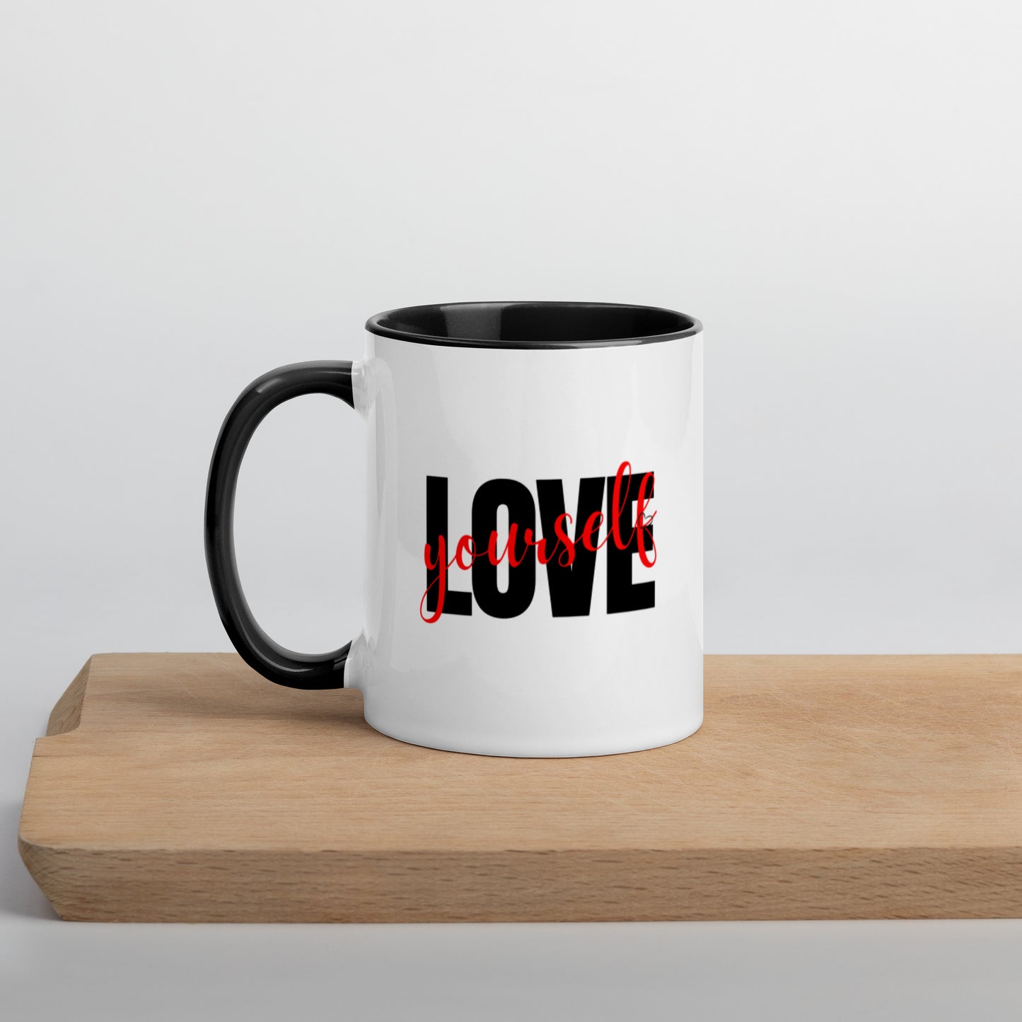 Love Yourself Mug with Color Inside Ceramic White Glossy Coffee Mug