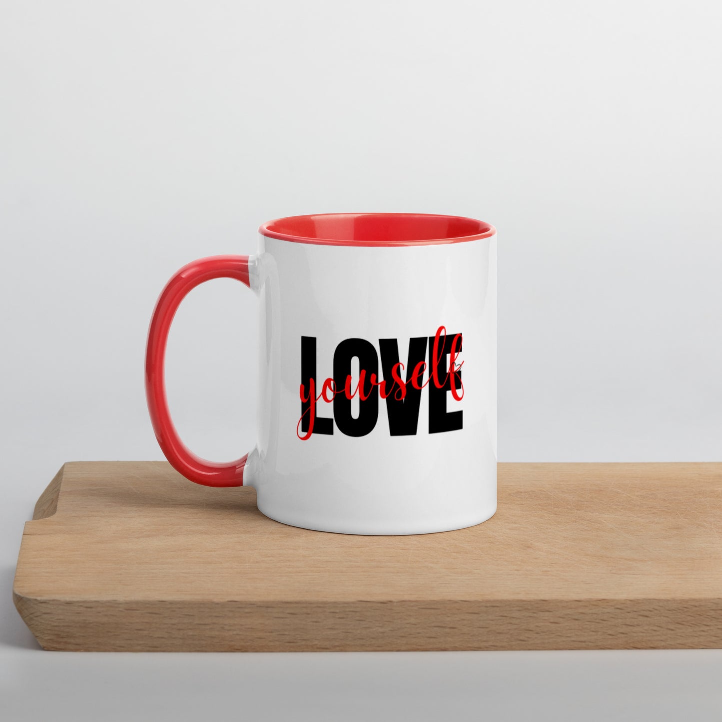Love Yourself Mug with Color Inside Ceramic White Glossy Coffee Mug