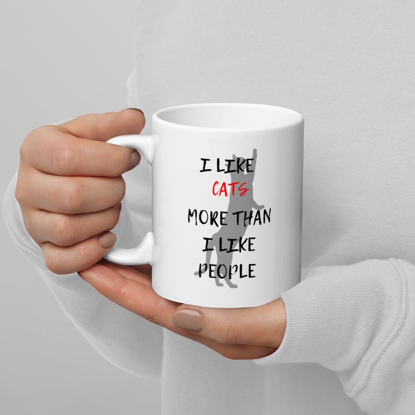 I Like Cats More Than People White glossy mug