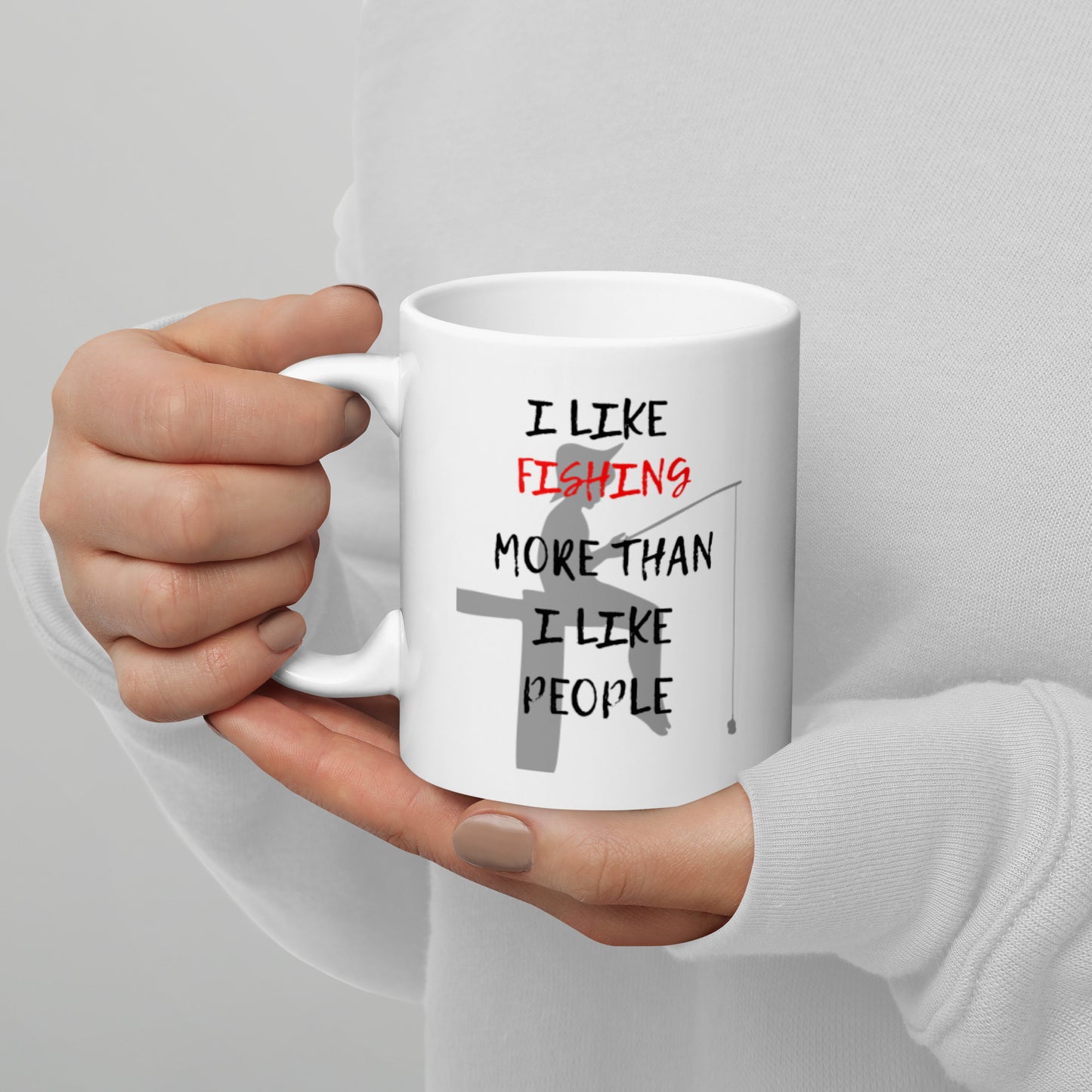 I Like Fishing More Than People  White glossy mug Ceramic White Glossy Coffee Mug