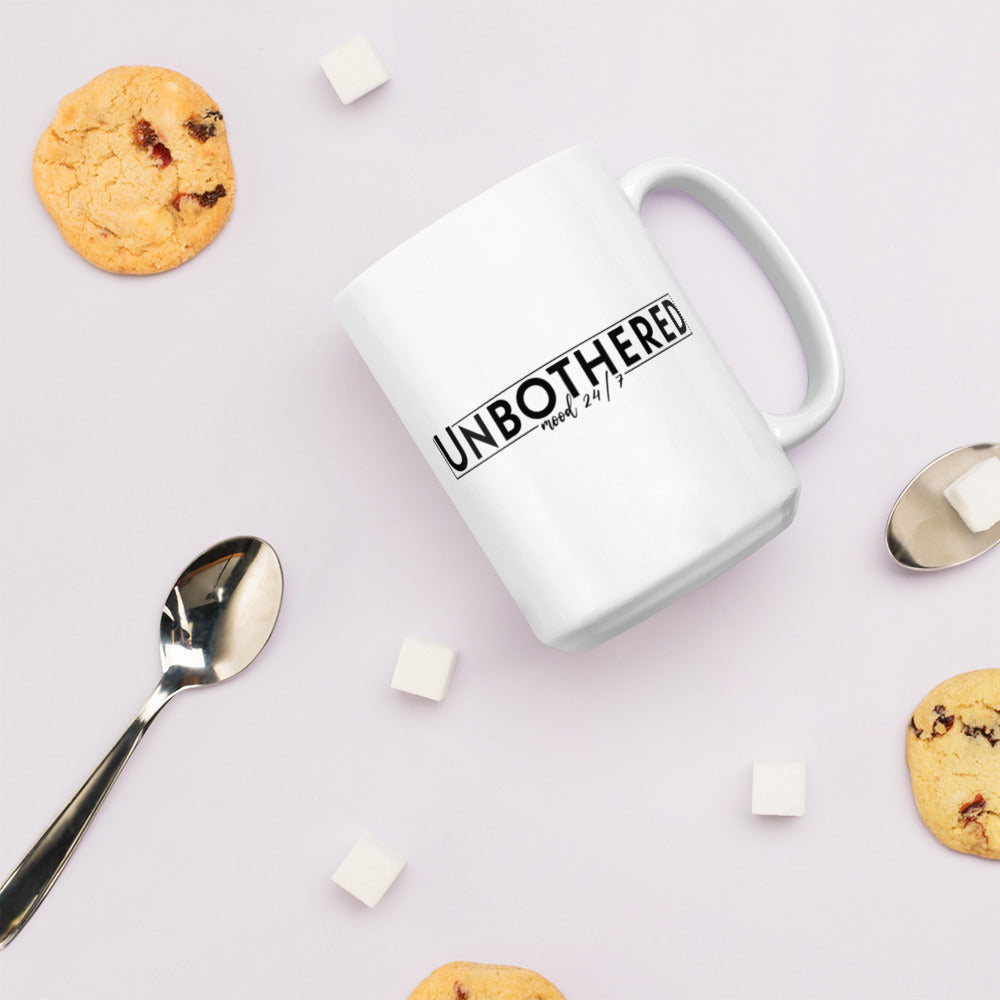 Unbothered White glossy mug Funny Coffee Mug