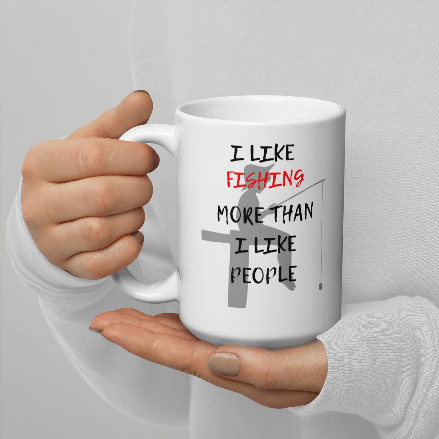 I Like Fishing More Than People  White glossy mug Ceramic White Glossy Coffee Mug