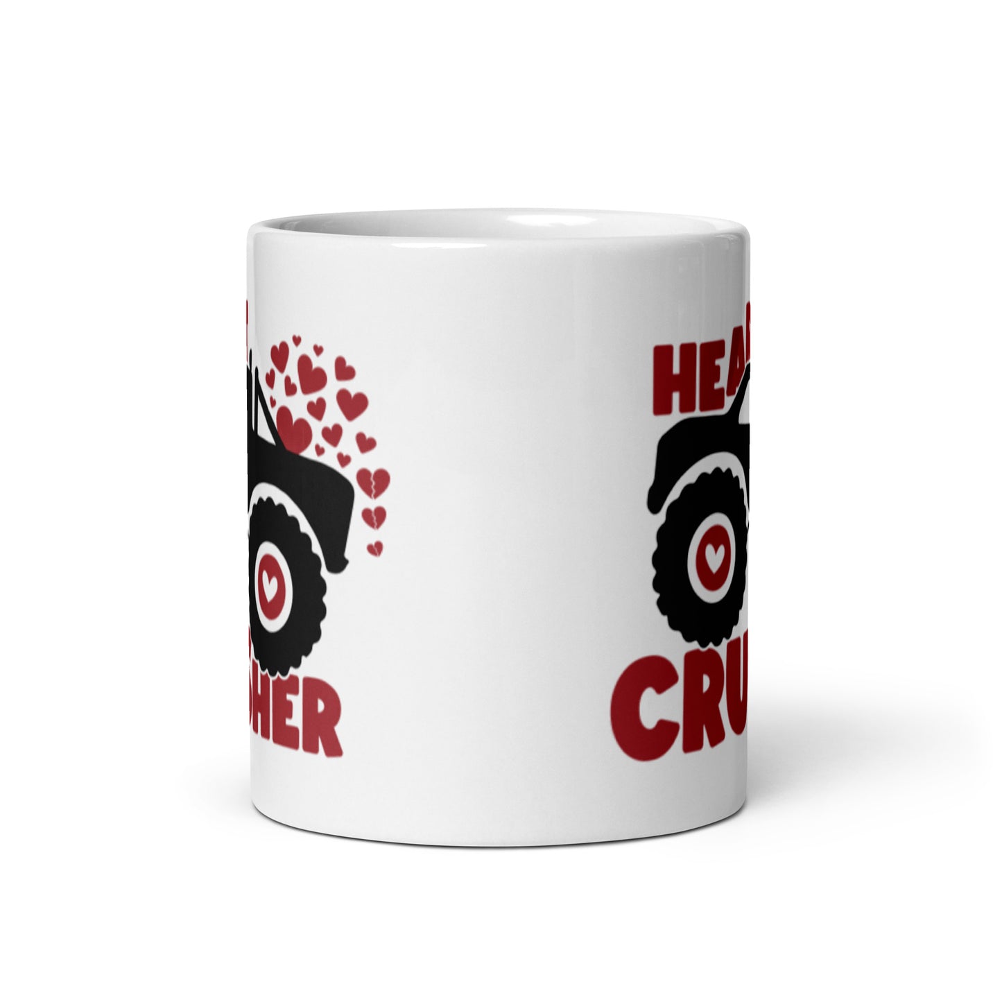 Heart Crusher White glossy mug