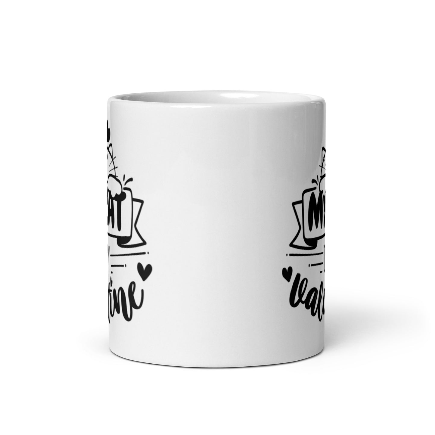 My Cat Is My Valentine White glossy mug