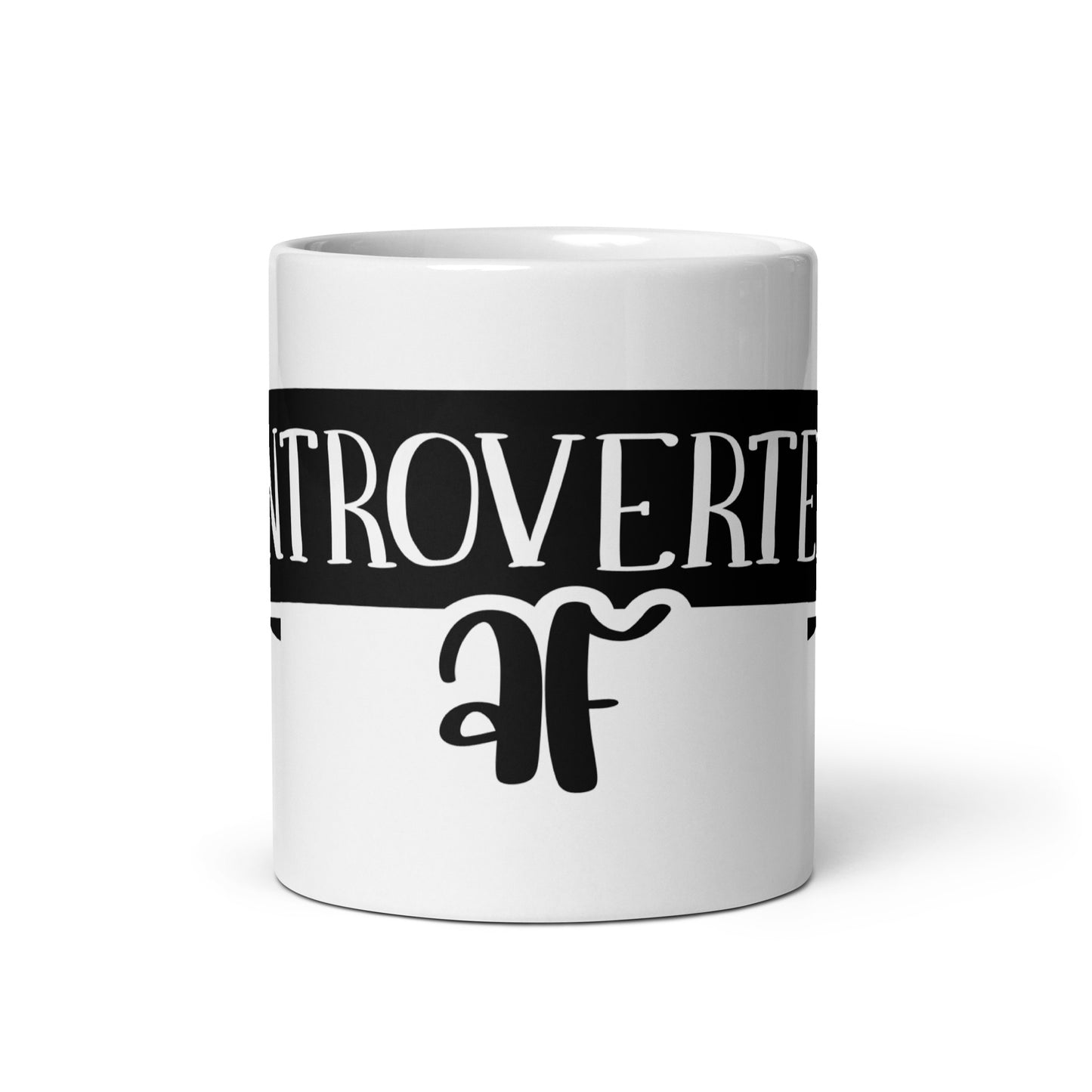 Introverted AF White glossy mug