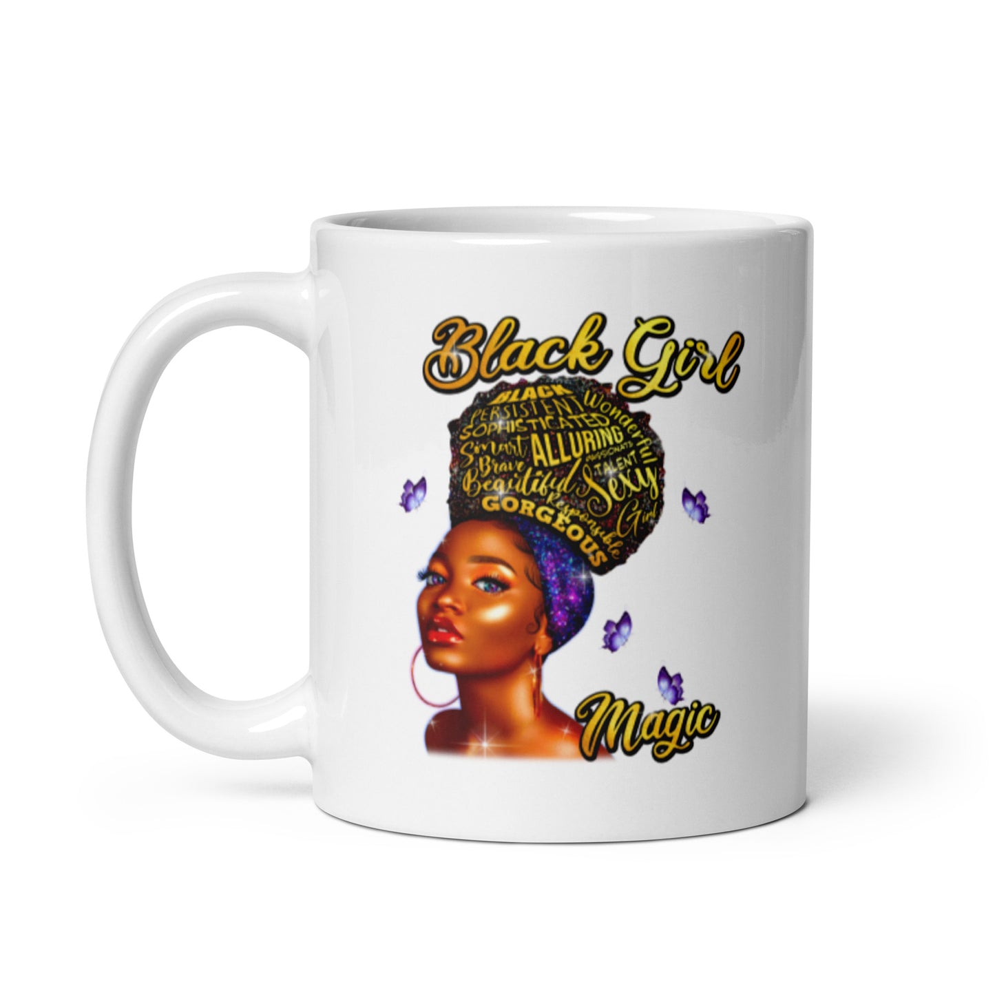 Black Girl Magic White glossy mug