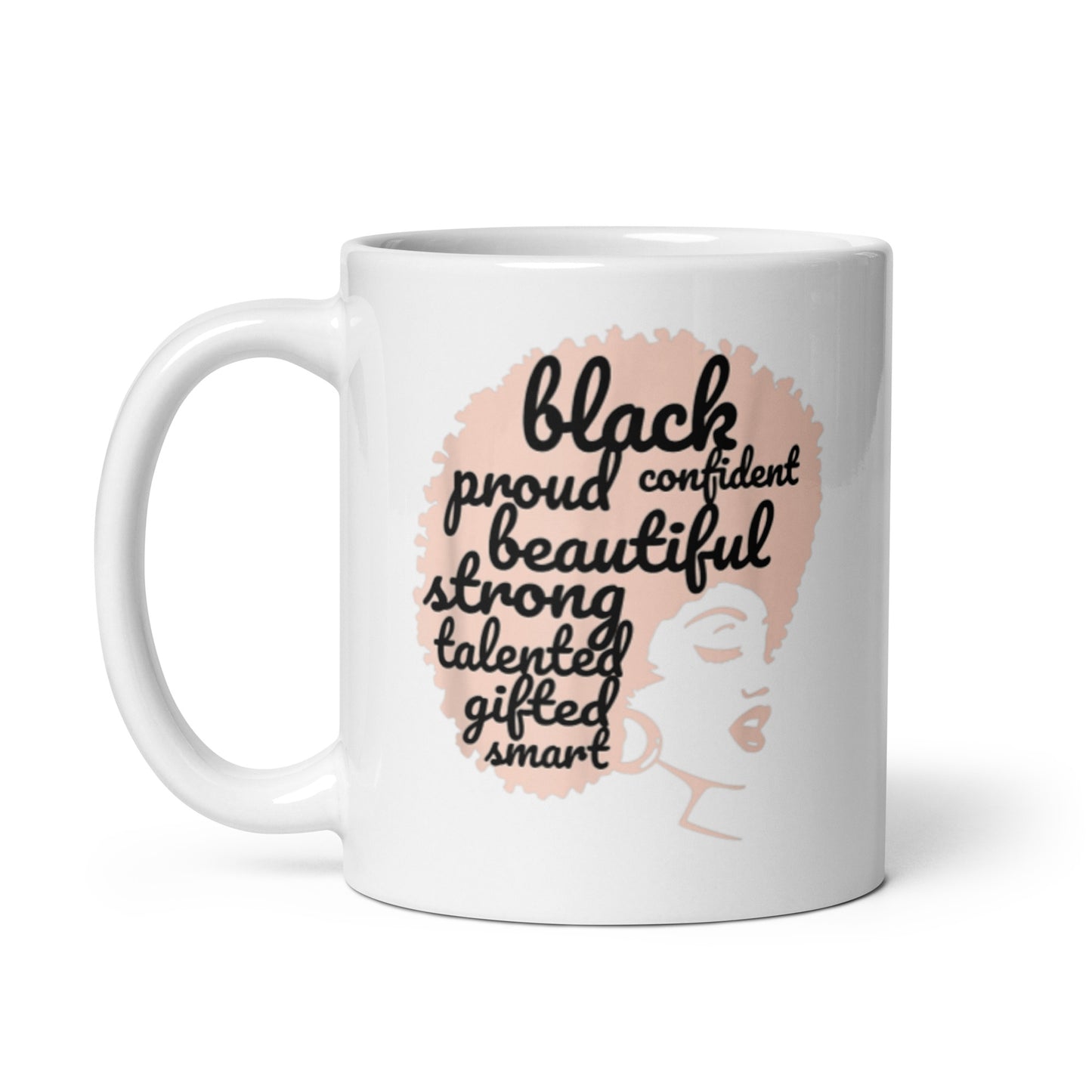 Black Proud Confident White glossy mug