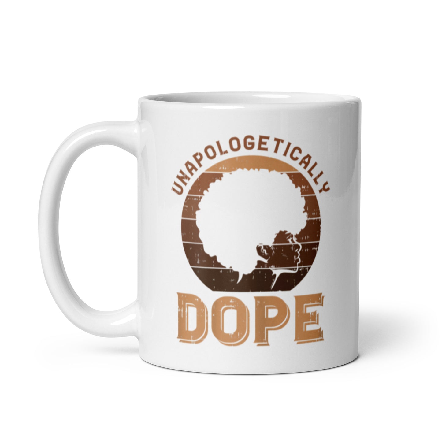 Unopolgetically Dope White glossy mug